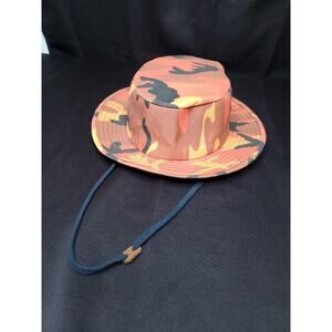 Orange Camouflage Camo Hunting Fishing Adult Medium Hot Weather Bucket Hat Cap